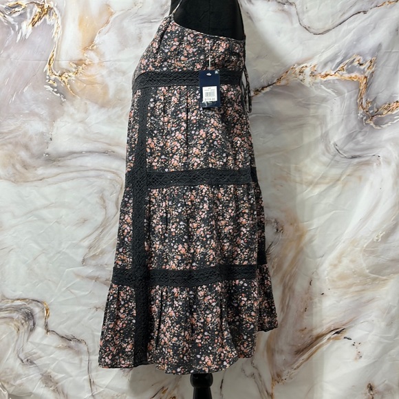 Lucky Brand Floral Dress Tassel Tie Lace Detail Lined Gray / Multi Sz S - Picture 7 of 16